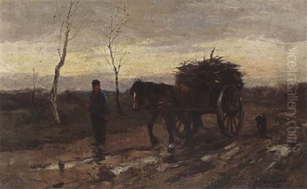 Returning Home Oil Painting by Johan Frederik Cornelis Scherrewitz