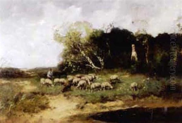 Leading The Herd To The Pond by Johan Frederik Cornelis Scherrewitz