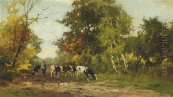 Going To Pasture Oil Painting by Johan Frederik Cornelis Scherrewitz