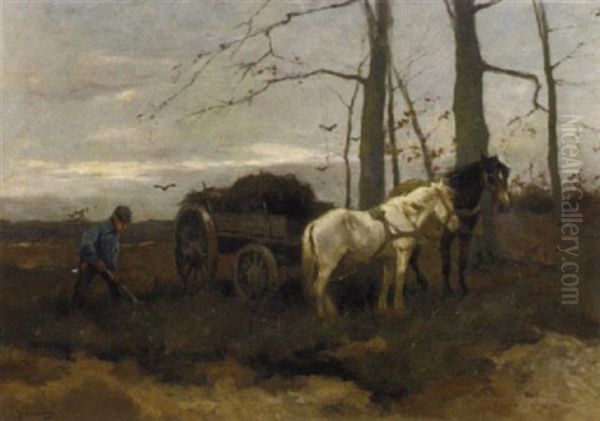 The Peat Wagon Oil Painting by Johan Frederik Cornelis Scherrewitz