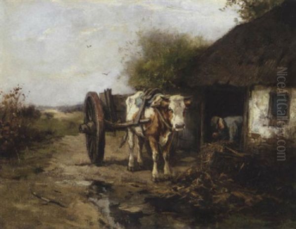 A Farmer At Work Oil Painting by Johan Frederik Cornelis Scherrewitz