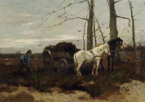 Working On The Heath Oil Painting by Johan Frederik Cornelis Scherrewitz