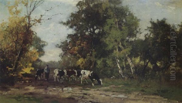 Going To Pasture Oil Painting by Johan Frederik Cornelis Scherrewitz