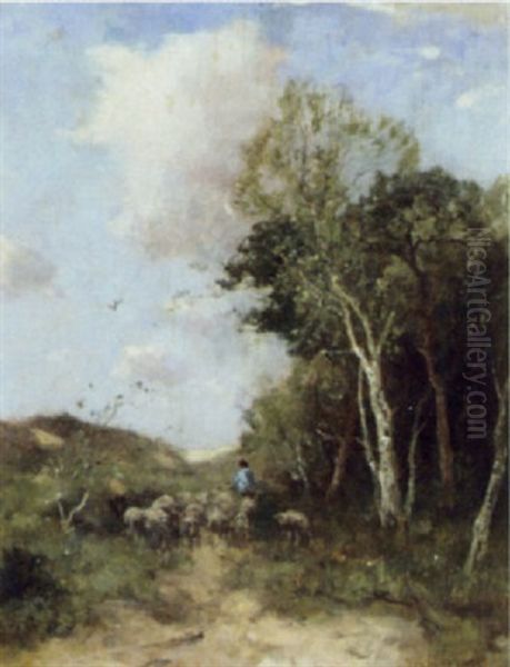 Tending The Flock Oil Painting by Johan Frederik Cornelis Scherrewitz