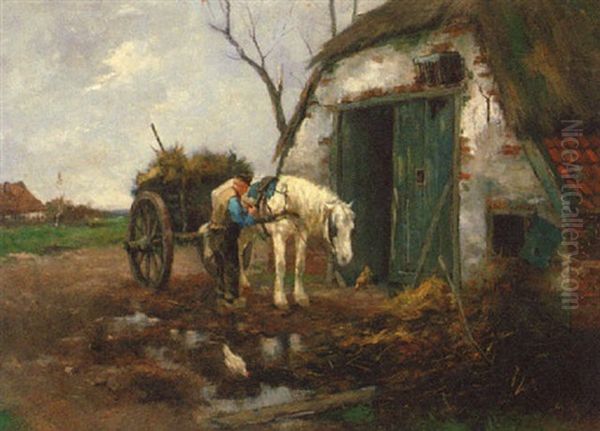 After A Hard Day's Work Oil Painting by Johan Frederik Cornelis Scherrewitz