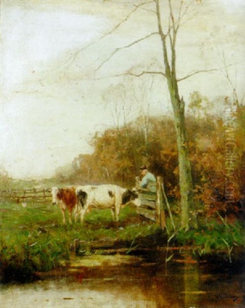 The Pasture Gate Oil Painting by Johan Frederik Cornelis Scherrewitz