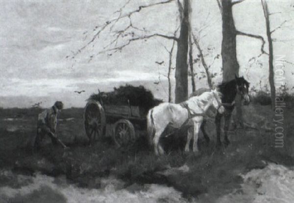 The Peat Wagon Oil Painting by Johan Frederik Cornelis Scherrewitz