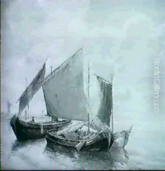 Fischerboote Oil Painting by Johan Frederik Cornelis Scherrewitz