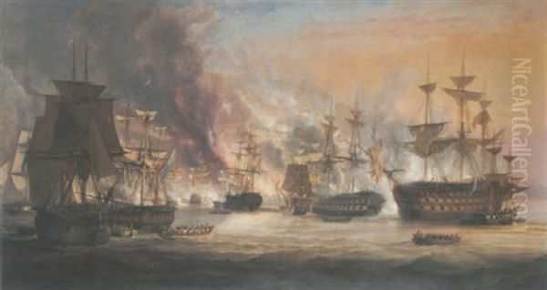 The Bombardment Of Algiers, August 27th, 1816 Oil Painting by John Christian Schetky