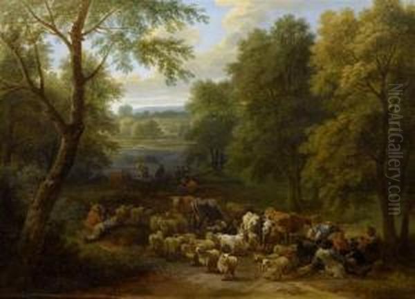 Broad Landscapes With Herdsmen Oil Painting by Peeter Bout