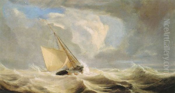 Shipping In Open Seas Oil Painting by John Christian Schetky