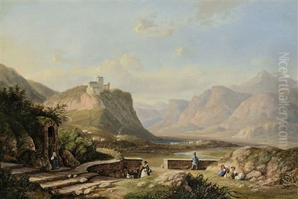 Gebirgslandschaft Mit Rastenden Bauern Oil Painting by Wilhelm Scheuchzer