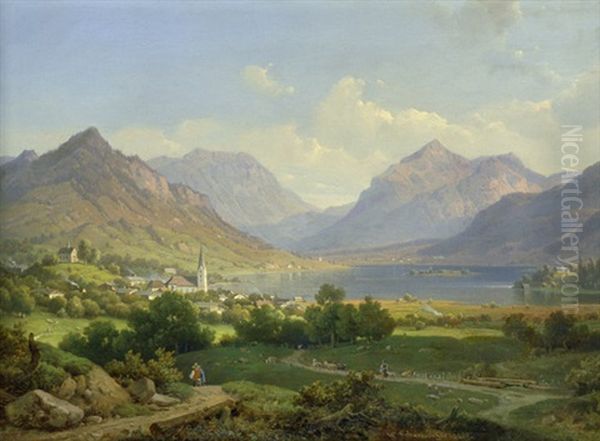 Blick Auf Fluelen Am Vierwaldstattersee (?) Oil Painting by Wilhelm Scheuchzer