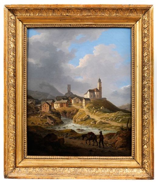 Bergdorf In Den Tiroler Alpen Mit Kirche Und Wehrturm Oil Painting by Wilhelm Scheuchzer