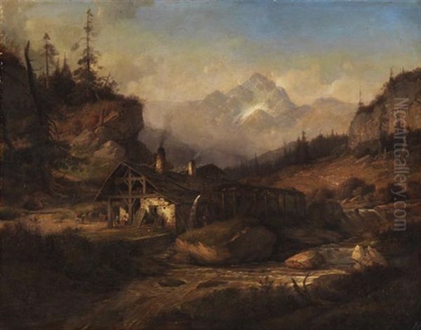 Hammerschmiede Im Oberinntal Oil Painting by Wilhelm Scheuchzer