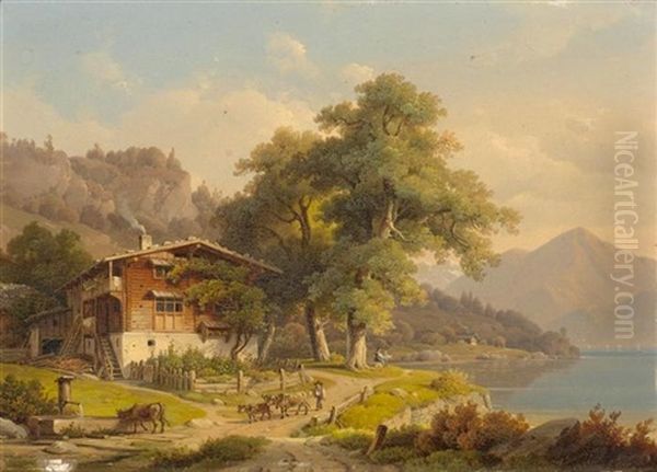 Landliche Landschaft Mit Einem See Oil Painting by Wilhelm Scheuchzer