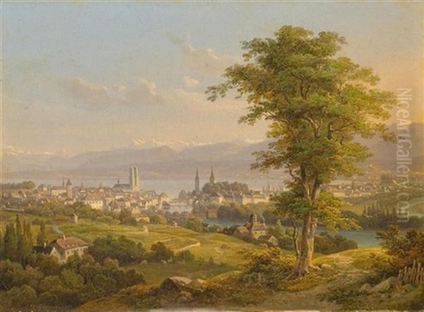 Blick Auf Zurich Oil Painting by Wilhelm Scheuchzer