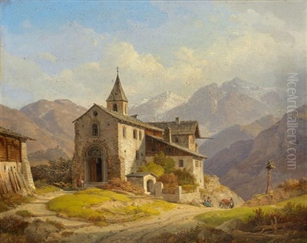 Ein Bergdorf In Den Alpen Oil Painting by Wilhelm Scheuchzer