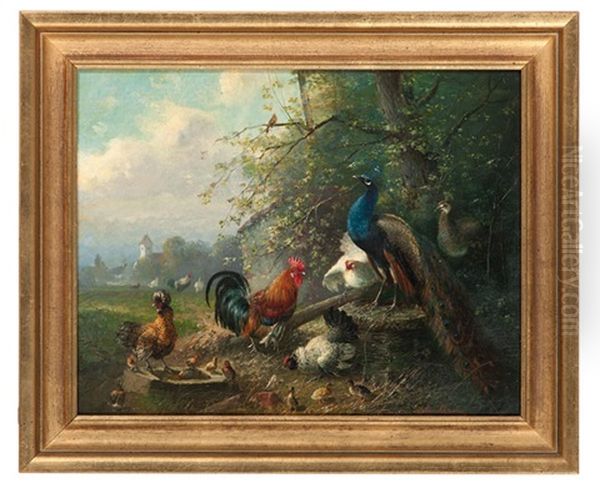 Barnyard Scene by Julius Scheuerer