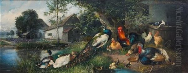 Plumage Oil Painting by Julius Scheuerer