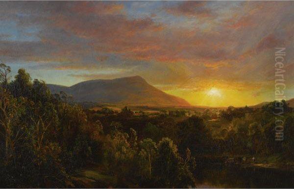 Sunset In The Catskills Oil Painting by Dewitt Clinton Boutelle