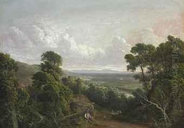 View Of Mount Ida From Troy, Looking Toward Albany, New York Oil Painting by Dewitt Clinton Boutelle