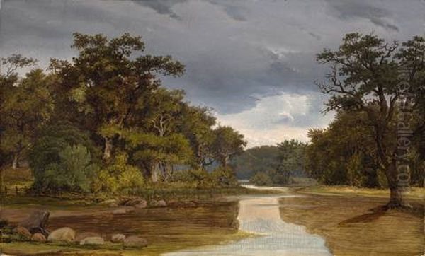 Flusslandschaft Oil Painting by Carl Georg Scheuermann