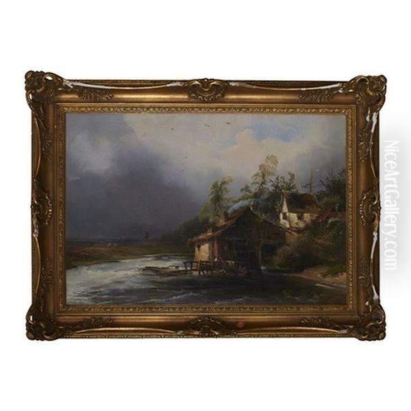 Approaching Storm Oil Painting by Caspar Johann Nepomuk Scheuren