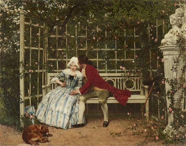 The Courtship Oil Painting by Joseph Scheurenberg