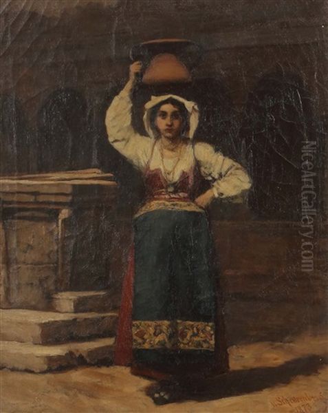 Italienerin Oil Painting by Joseph Scheurenberg