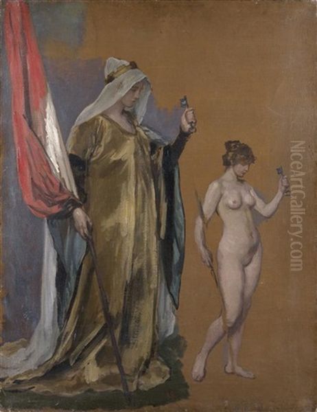 Allegorie D'une Ville Remettant Ses Clefs, Esquisse (sketch) Oil Painting by Joseph Scheurenberg