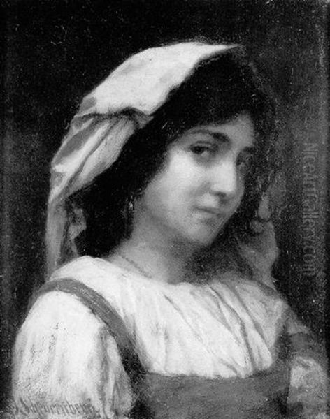 Portrait Of A Young Italian Girl Oil Painting by Joseph Scheurenberg