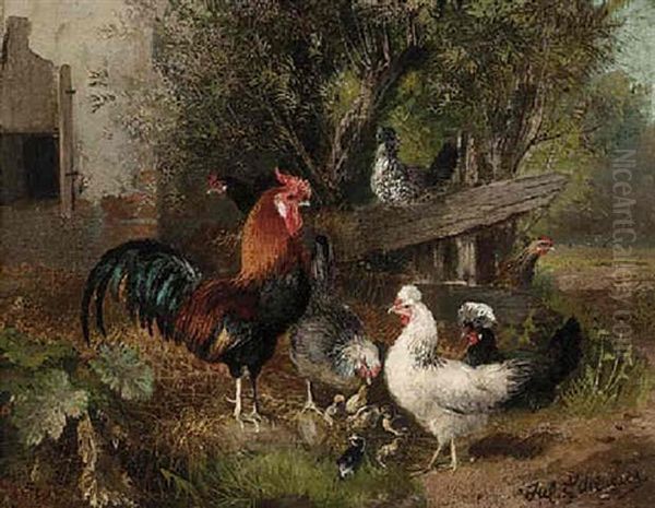 Farmyard Animals Oil Painting by Wilhelm Scheurer