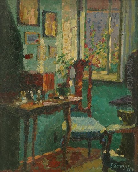 Interior Scene Oil Painting by Emmy Esther (Galka) Scheyer