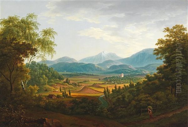 Open Landscape With View Of The Carpathians by Franz Scheyerer