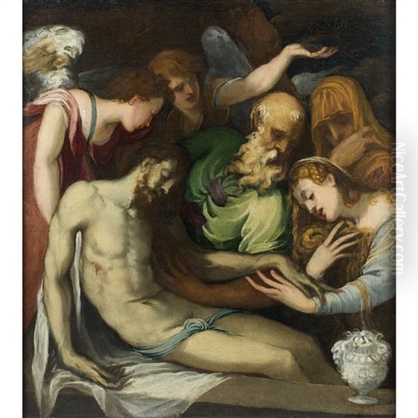 La Lamentation Sur Le Christ Mort Oil Painting by Andrea Schiavone