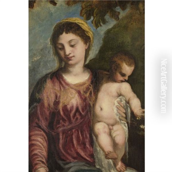 Madonna And Child Oil Painting by Andrea Schiavone