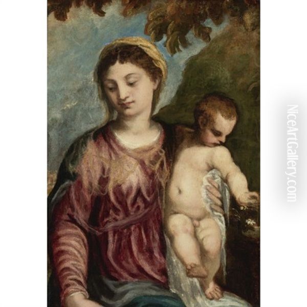 Madonna And Child Oil Painting by Andrea Schiavone