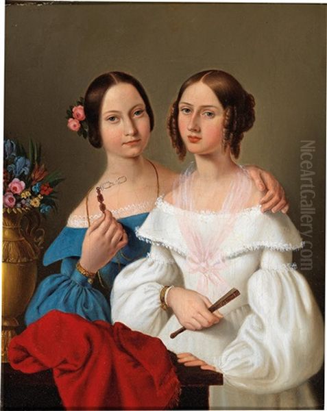 Portrait Of The Sisters Auguste And Caroline Von Luschin by Giovanni Schiavoni