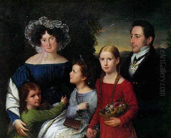 Portrait De La Famille Du Comte G.b. Della Torre Oil Painting by Natale Schiavoni