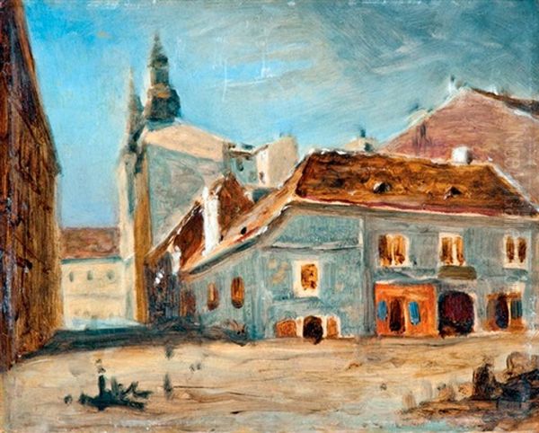 A Duna Es Torony Utca Sarok Oil Painting by Albert Schickedanz