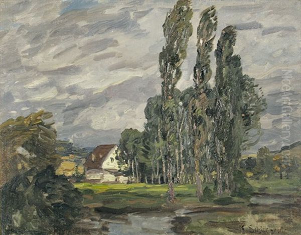 Landschaft Im Dachauer Moos Oil Painting by Karl Schickhardt