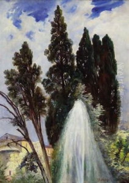 Im Garten Der Villa D'este Oil Painting by Fritz Schider