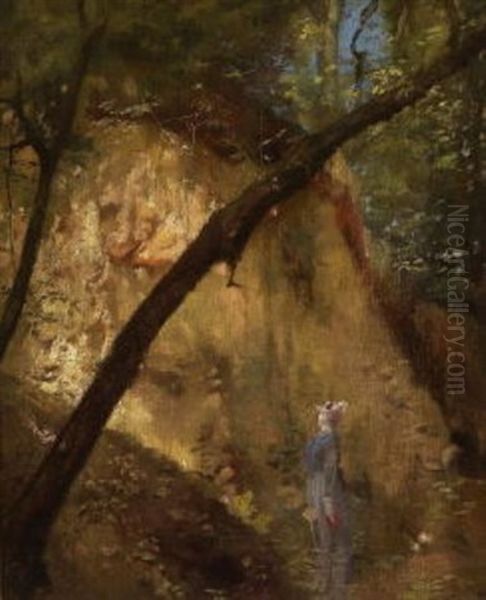 In Der Waldschlucht - Die Waldschlucht Bei Ettal Oil Painting by Fritz Schider