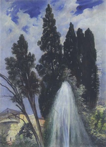 Wasserfontane Im Park Der Villa D'este Oil Painting by Fritz Schider