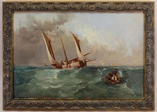 Painting Of Ships In Rough Seas Oil Painting by Petrus Paulus Schiedges the Elder