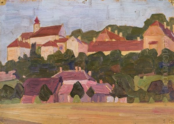 Ansicht Von Neulengbach Oil Painting by Egon Schiele