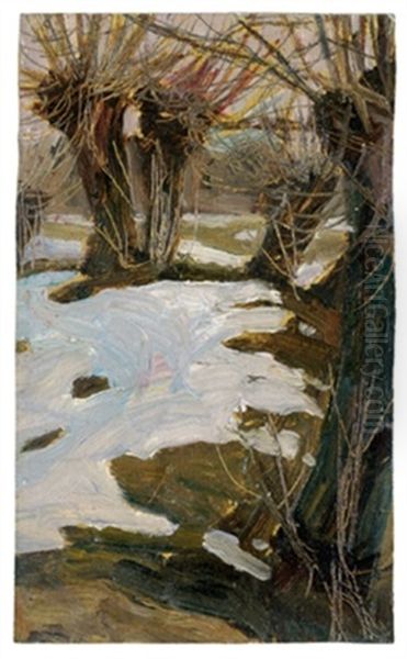 Winterlandschaft Mit Weiden Oil Painting by Egon Schiele