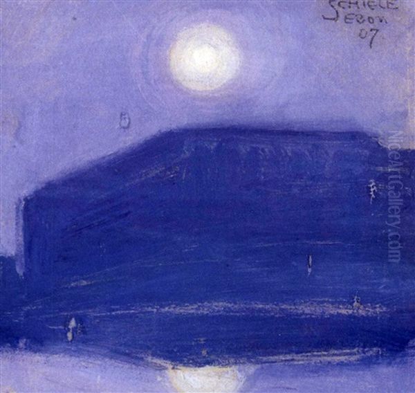 Vollmond Oil Painting by Egon Schiele