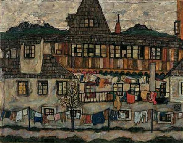 Haut Mit Trockender Wasche Oil Painting by Egon Schiele